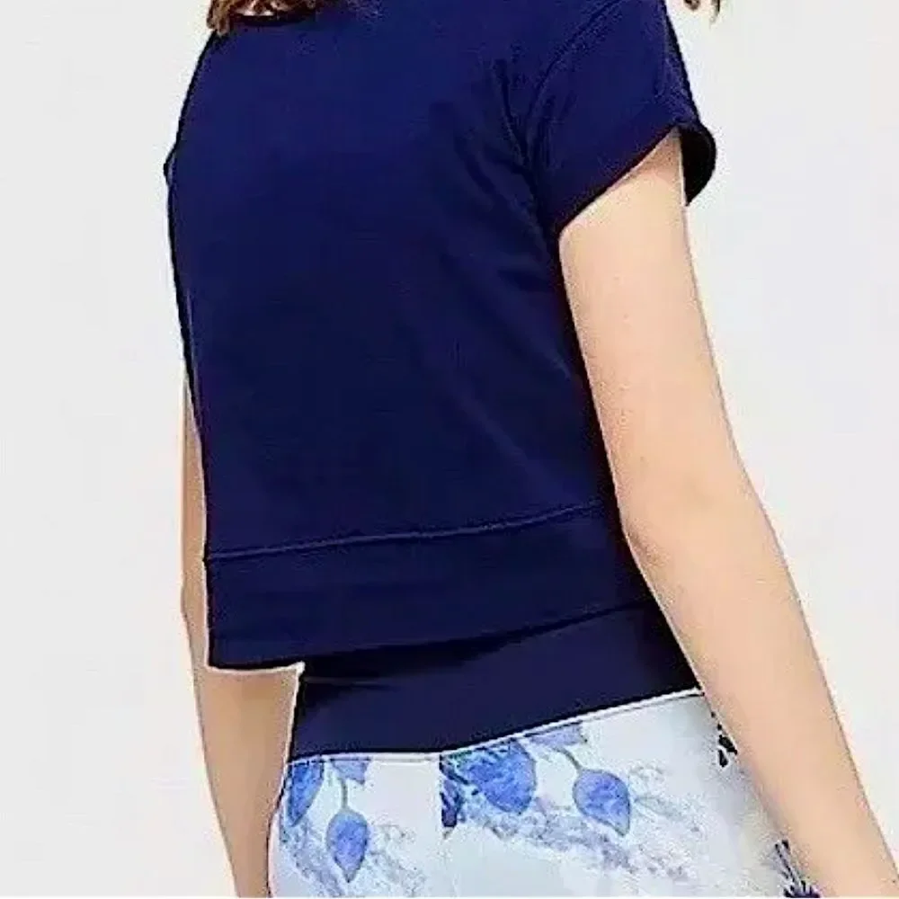 🌴 Justice “Express Your Creativity” Flip Sequin Crop Tee Navy Blue Girls 10